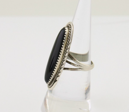 Navajo Ring 925 Silver Black Onyx Artist Signed William Denetdale C.80's