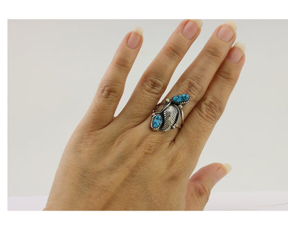 Navajo Handmade Ring 925 Silver Kingman Turquoise Native American Artist C.80's