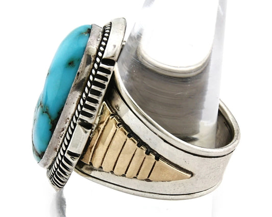 Navajo Ring 14k Sterling Silver Turquoise William Denetdale C.80's Size 12