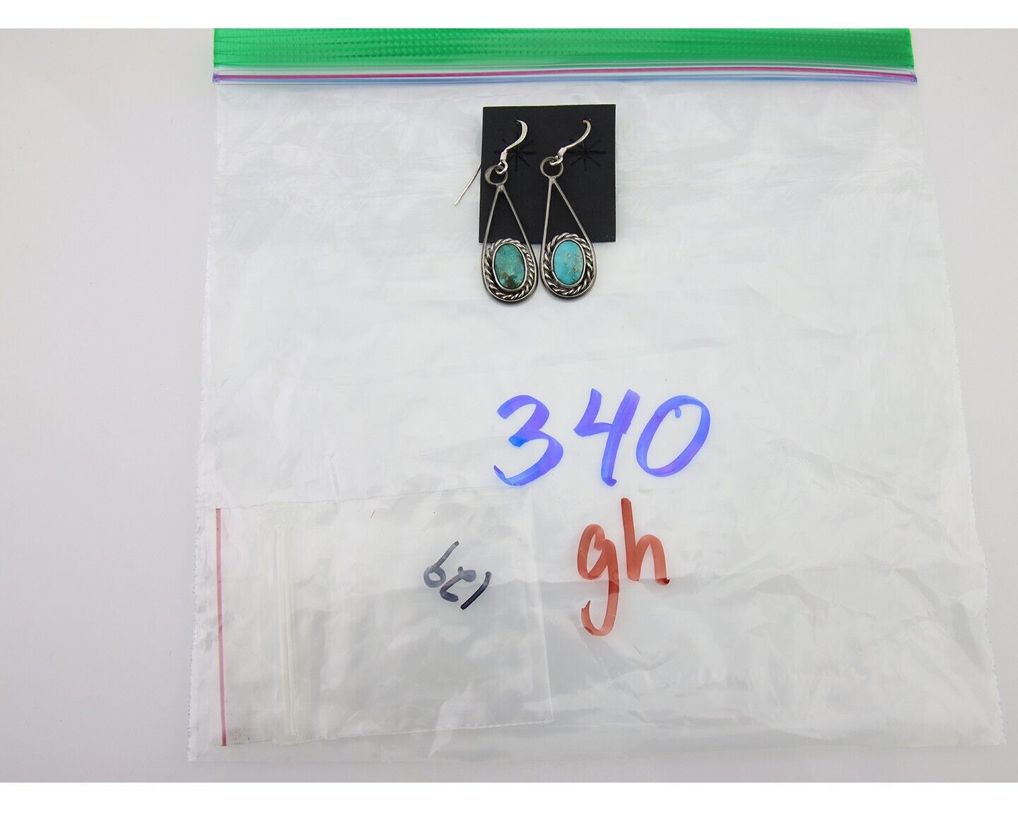 Navajo Dangle Earrings 925 Silver Natural Turquoise Native American Artist C.80s