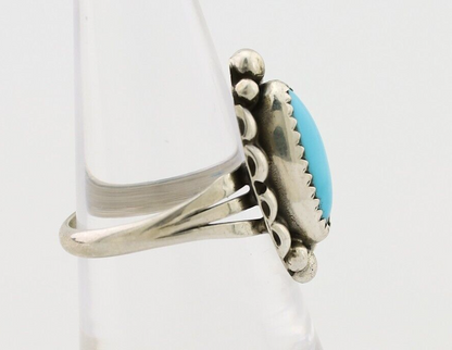 Navajo Ring 925 Silver Sleeping Beauty Turquoise Artist Signed SC C.80's