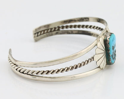 Navajo Bracelet 925 Silver Sleeping Beauty Turquoise Artist Signed LT CHEE C80s