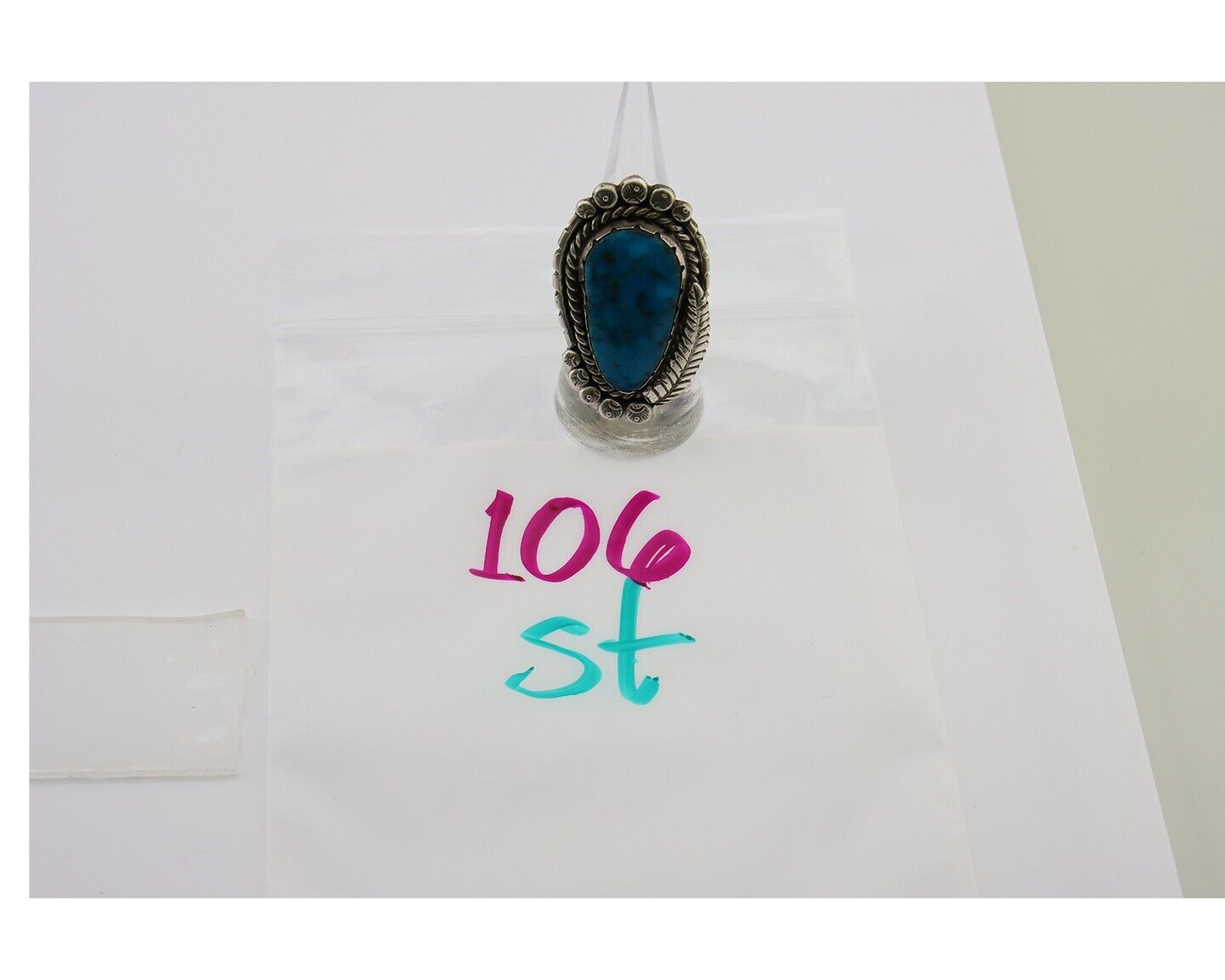 Navajo Ring 925 Sterling Silver Natural Turquoise Native American Artist C.80's