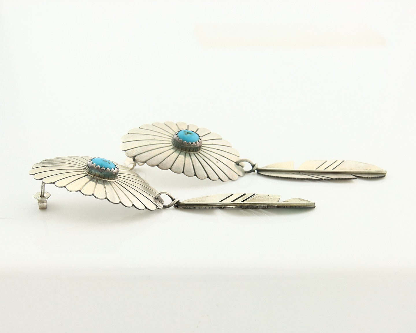 Navajo Earrings Sterling Silver Turquoise Dangle Vintage Authentic