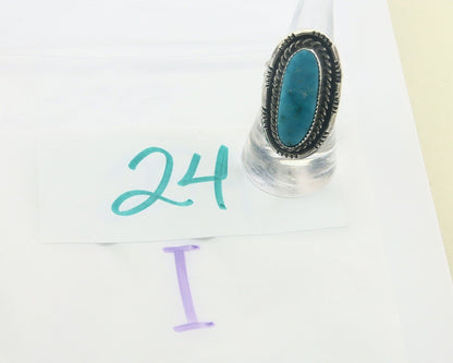 Navajo Ring 925 Sterling Turquoise Handmade Signed Jack Tom C.80's Size 7.75