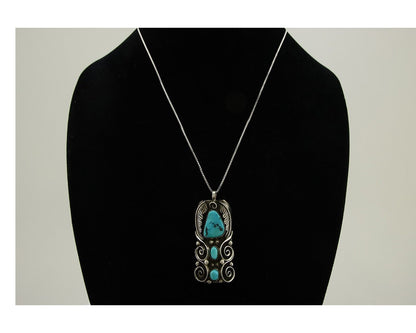 Navajo Necklace 925 Silver Natural Turquoise Native American Artist C.80's