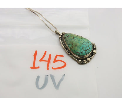 Navajo Necklace 925 Silver Natural Turquoise Artist Signed Jian C.80's