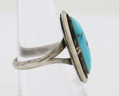 Navajo Ring 925 Silver Sleeping Beauty Turquoise Native American Artist C.80's