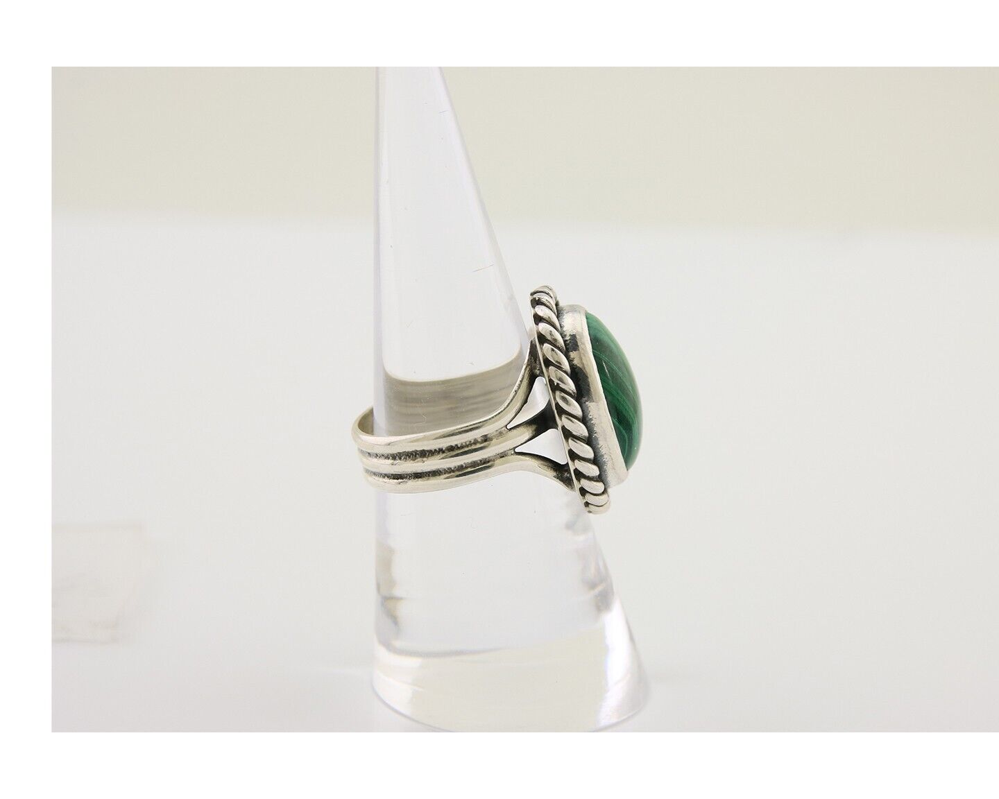Navajo Ring 925 Silver Natural Malachite Native American Artist C.80's