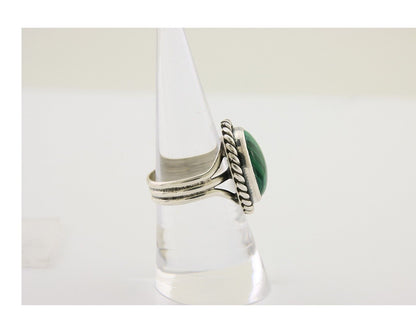 Navajo Ring 925 Silver Natural Malachite Native American Artist C.80's