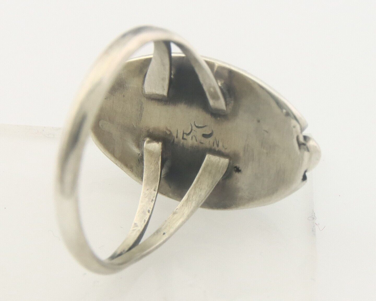 Navajo Ring 925 Sterling Natural Turquoise Native Artist C.80's Size 6.25