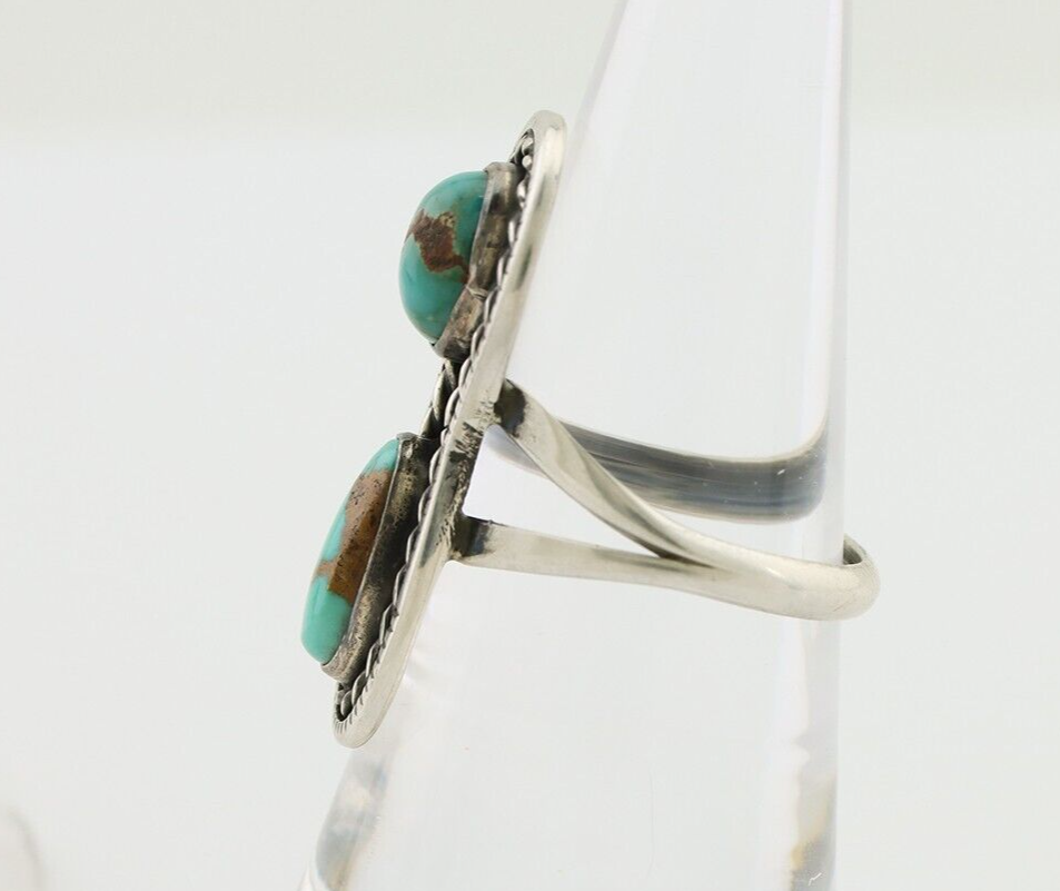 Navajo Handmade Ring 925 Silver Natural Turquoise Native American Artist C.80's
