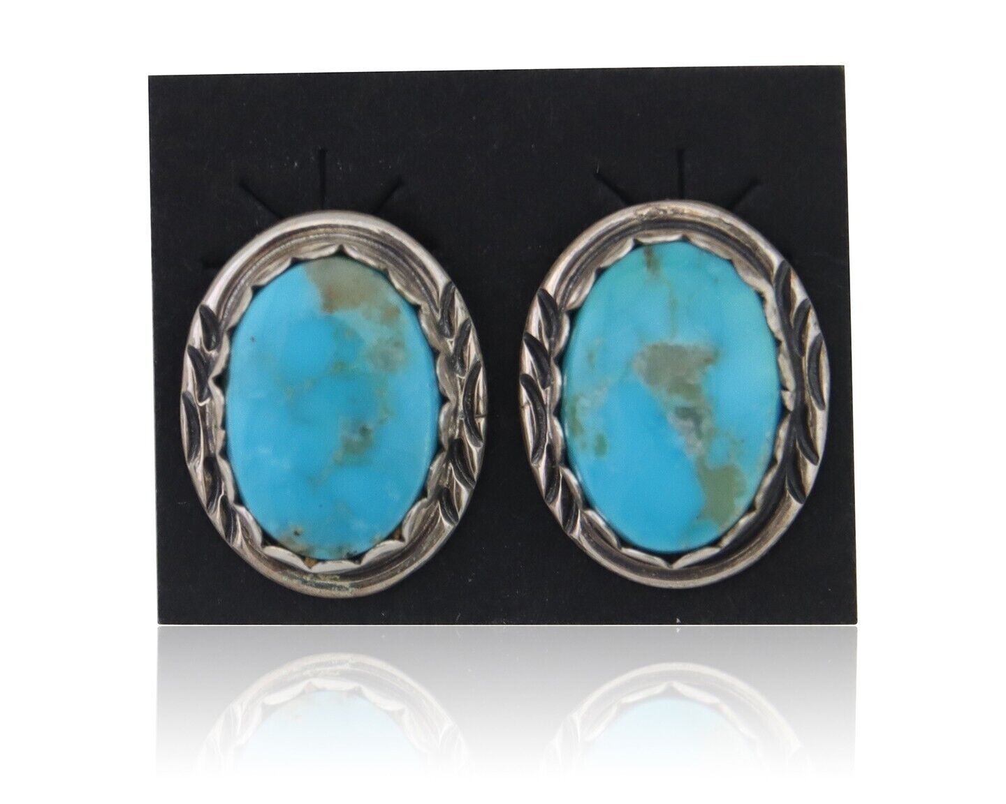 Navajo Paw Earrings 925 Silver Blue Turquoise Native American Artist C.80's