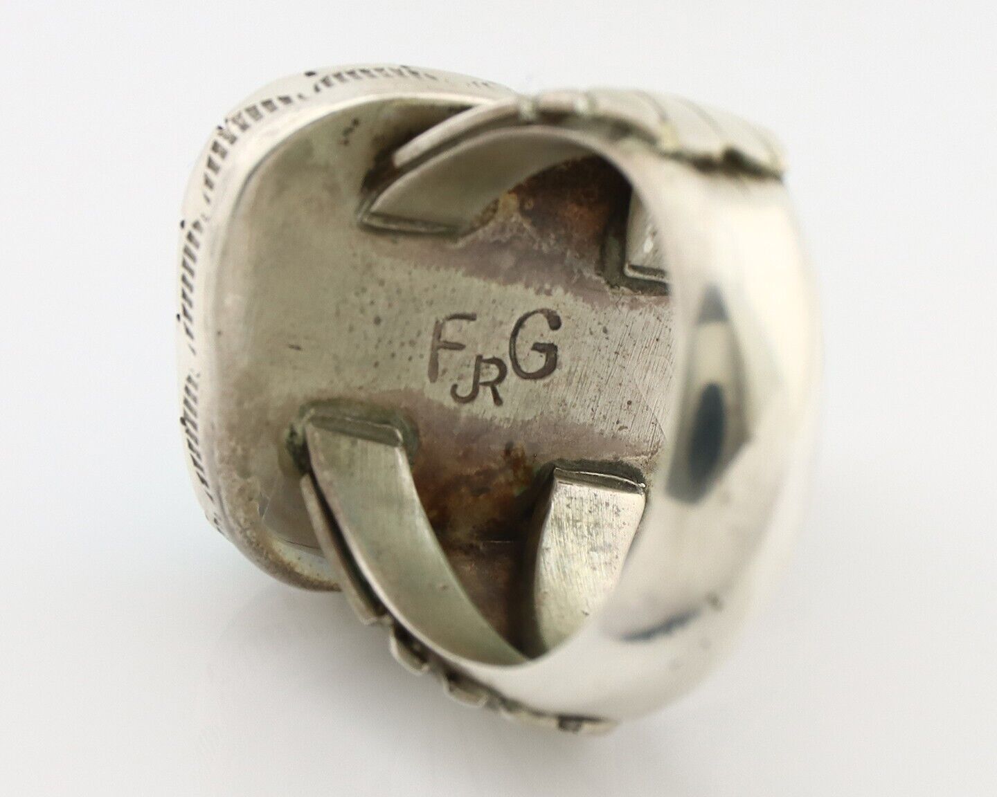 Navajo Ring 925 Silver Natural Turquoise Signed Fred Guerrero Jr C.80's