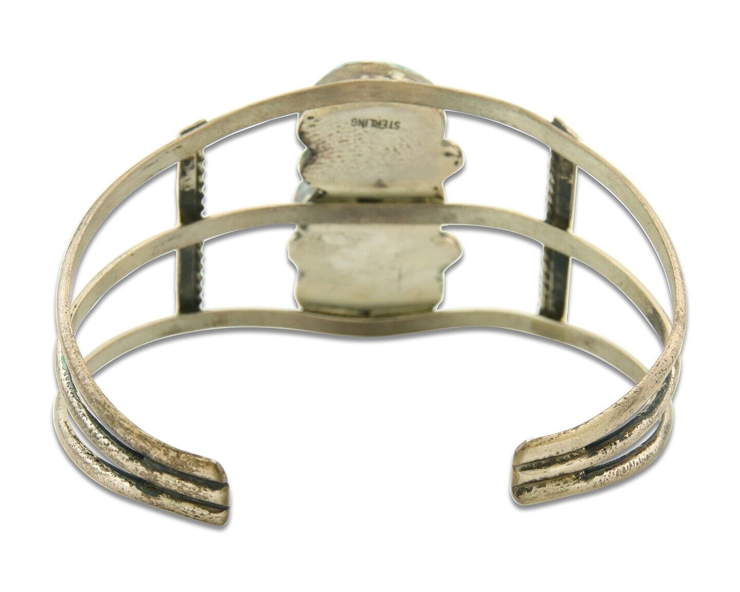 Navajo Bracelet 925 Silver Natural Blue Turquoise Native American Artist C.80s