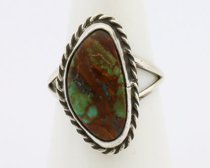 Navajo Ring 925 Silver Natural Turquoise Artist Signed Rabbit Stick C.80's