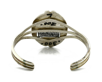 Navajo Gemstone Inlay Handmade .925 Silver Stamped Cuff