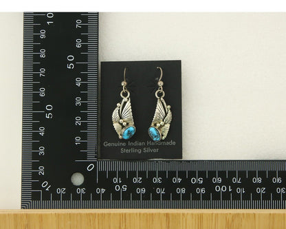 Navajo Earrings 925 Silver Natural Turquoise Artist Signed Yazzie C.80's