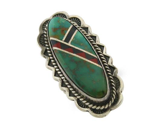 Vintage Navajo Ring 925 Sterling Silver Turquoise Signed Mike Begay Size 8.5