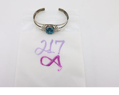 Navajo Bracelet 925 Silver Sleeping Beauty Turquoise Artist Signed LT CHEE C80s