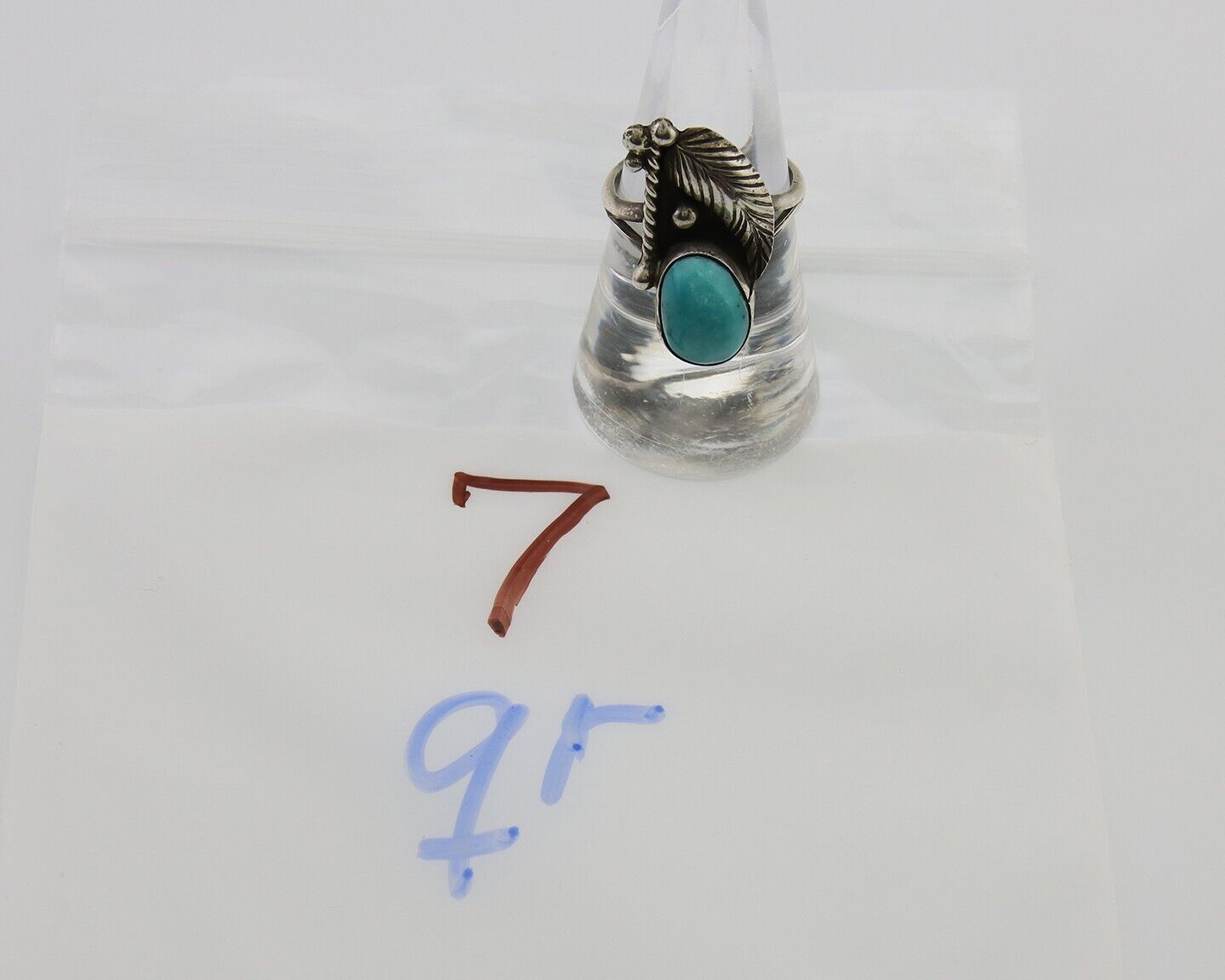 Navajo Handmade Ring 925 Silver Turquoise Signed BP C.80's