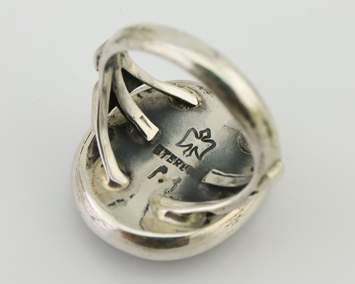 Navajo Ring 925 Silver Arizona Turquoise Signed M Montoya C.80's