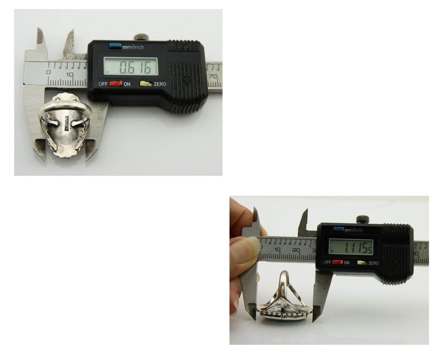 Navajo Shield Ring 925 Silver Arizona Turquoise Native Artist C.80's