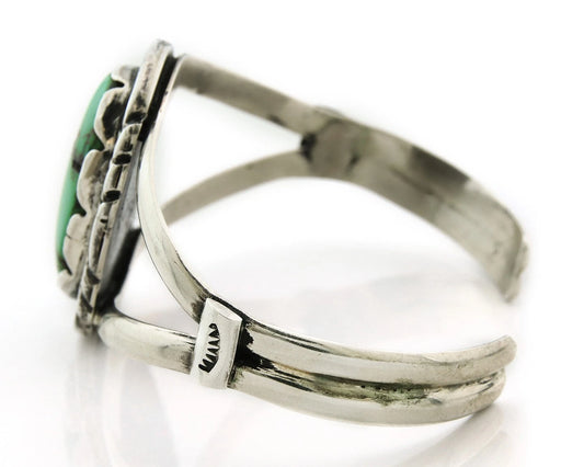 Navajo Cuff Bracelet 925 Sterling Silver Turquoise Vintage Signed Sun