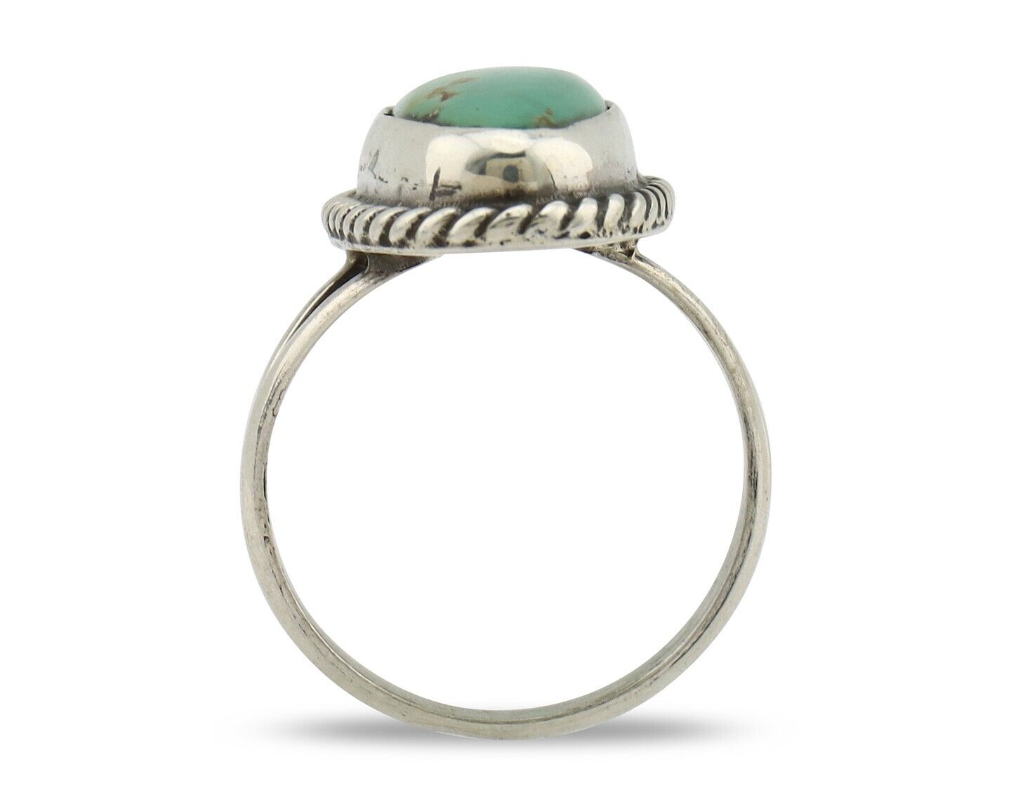 Navajo Ring 925 Silver Kingman Turquoise Native American Artist C.80's