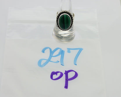 Navajo Ring 925 Silver Natural Malachite Native American Artist C.80's