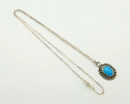 Navajo Necklace Sterling Silver Natural Blue Turquoise Handmade Vintage