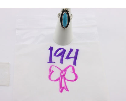 Navajo Ring .925 Silver Sleeping Beauty Turquoise Signed SkyStone Creations C80s