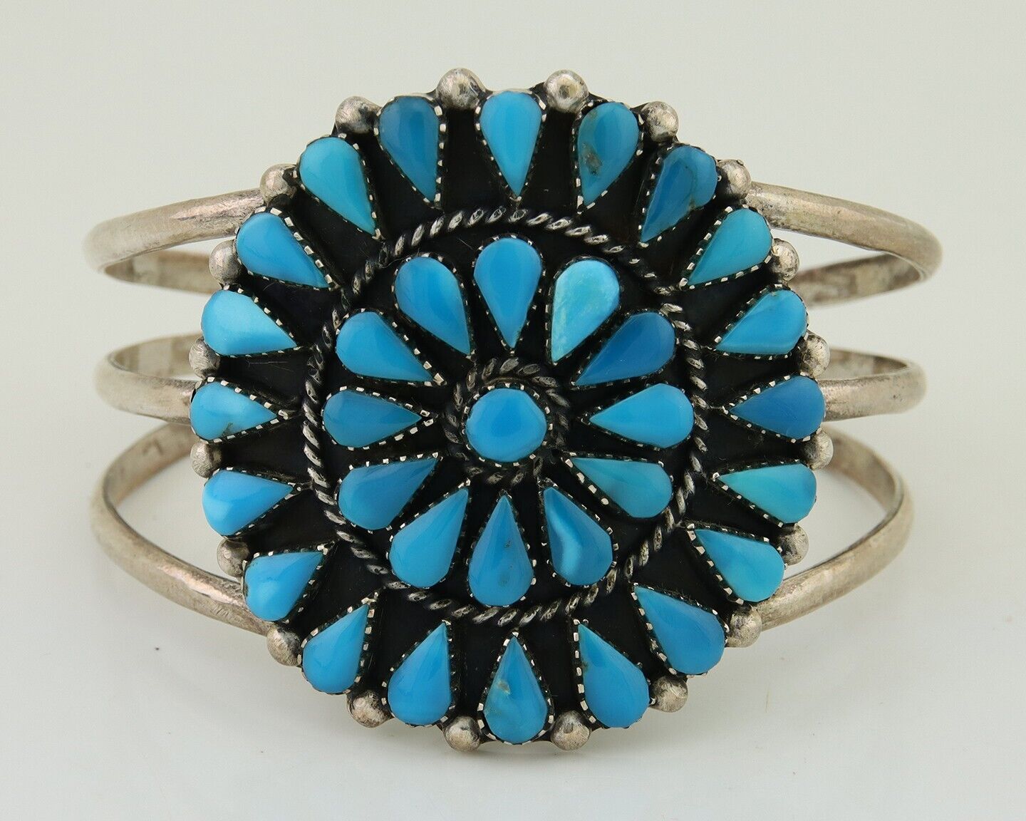 Navajo Bracelet 925 Silver Blue Turquoise Native American Artist C.80's