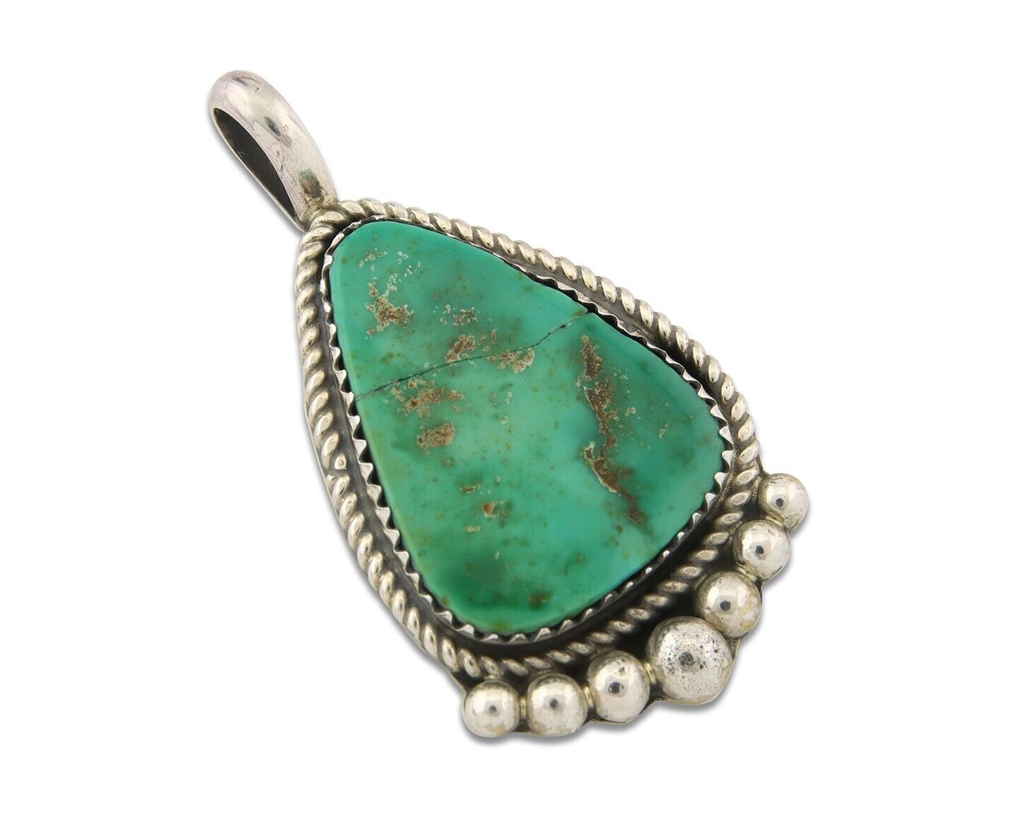 Navajo 925 Silver Royston Pendant Turquoise Artist Signed D Spencer C.80's