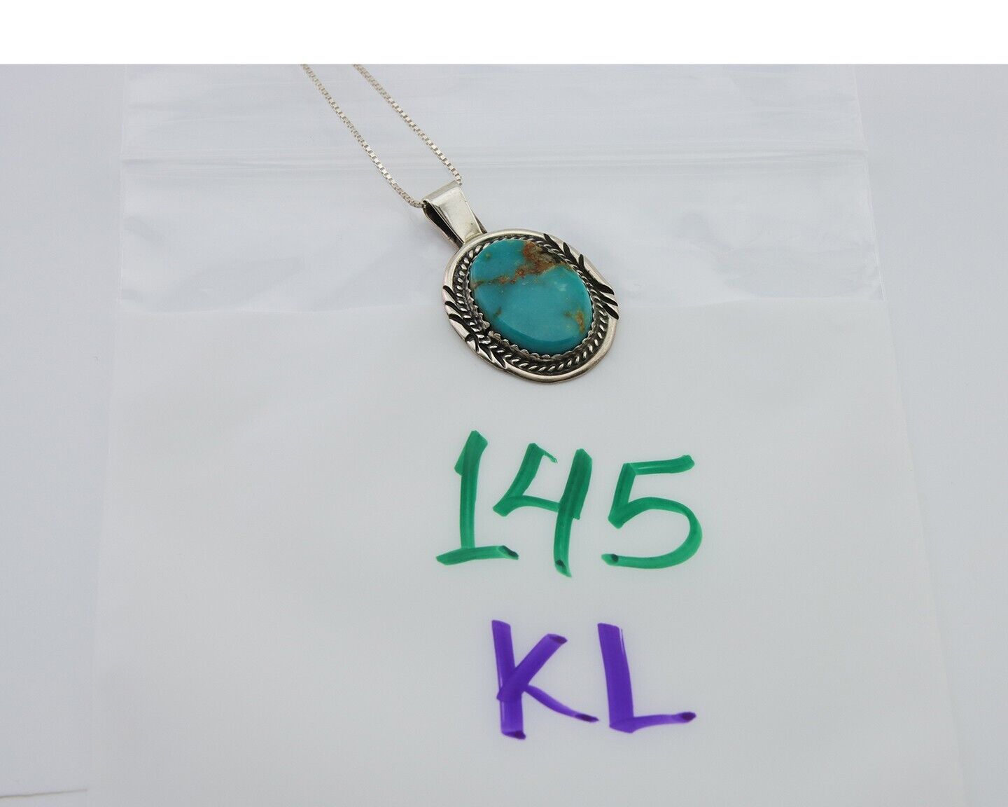 Navajo Necklace 925 Silver Natural Blue Turquoise Artist Signed Mike Begay C.80s