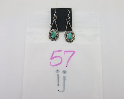 Navajo Dangle Earrings 925 Silver Natural Blue Turquoise Native Artist C.80's