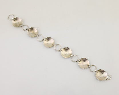 Navajo Hamdmade Concho Bracelet 925 Silver Native American Artist Signed C.80's