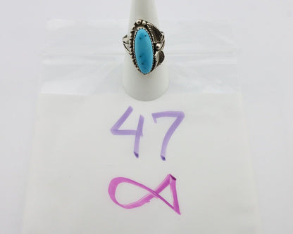 Navajo Ring 925 Silver Sleeping Beauty Turquoise Signed SC C.80's