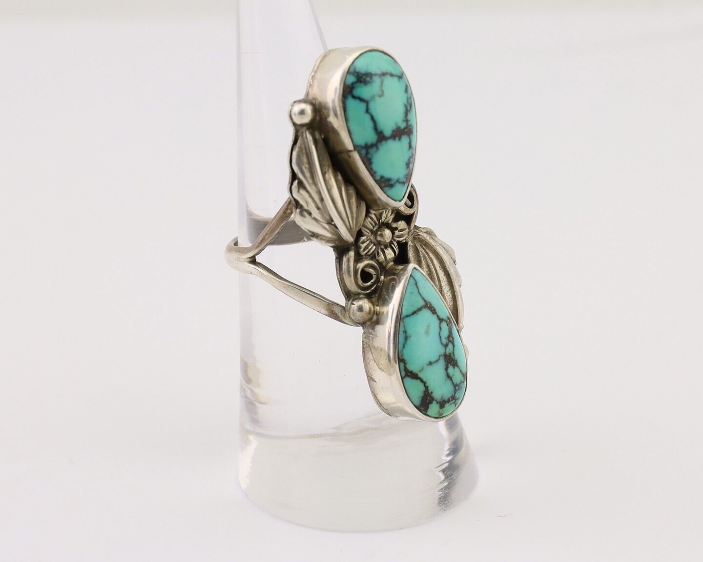 Navajo Handmade Ring 925 Silver Natural Tuquoise Artist Signed R E C.80's