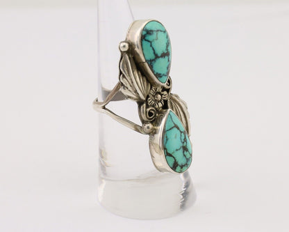 Navajo Handmade Ring 925 Silver Natural Tuquoise Artist Signed R E C.80's