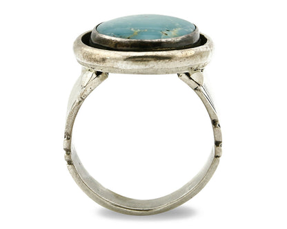 Navajo Ring .925 SOLID Silver Kingman Turquoise Signed Artist Doug Zachary C.80s