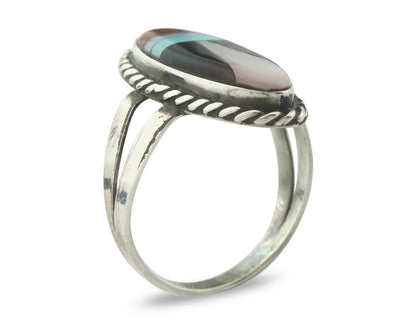 Vintage Zuni Ring 925 Sterling Silver Natural Gemstone Size 6.25