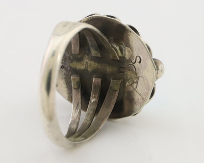 Navajo Ring 925 Silver Sleeping Beauty Turquoise Artist Signed SC C.80's