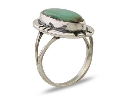 Navajo Handmade Ring 925 Silver Green Turquoise Artist Signed Kachina C.80's