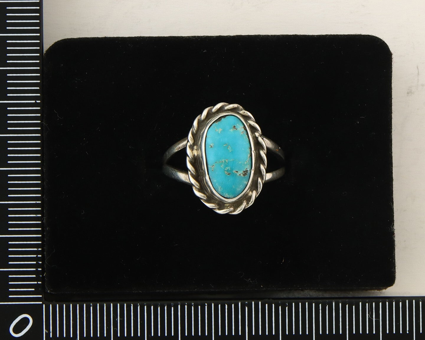Navajo Ring 925 Sterling Natural Mined Arizona Turquoise C.80's Size 6.0