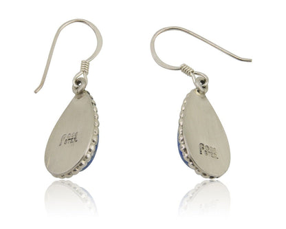 Navajo Earrings 925 Silver Blue Denim Lapis Artist Signed First Eagle C.80's