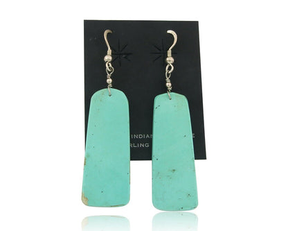 Santo Domingo Earrings 925 Silver Natural Turquoise Native American Artist C80s