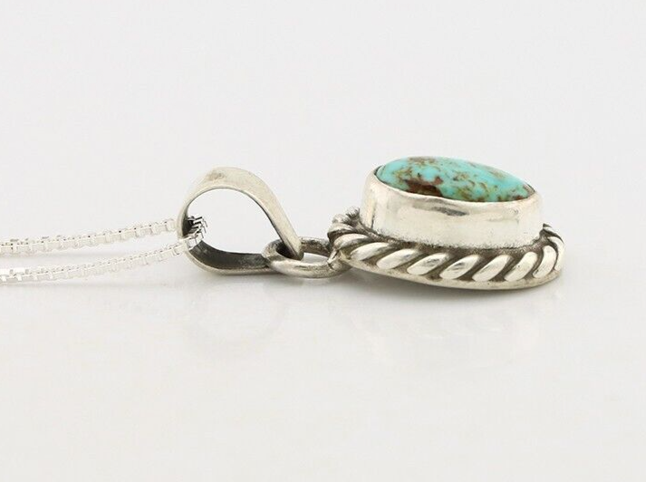Navajo Necklace 925 Silver Natural Kingman Turquoise Native Artist C.2008
