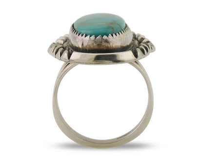 Navajo Ring 925 Silver Natural Blue Turquoise Signed M Begay C.80's