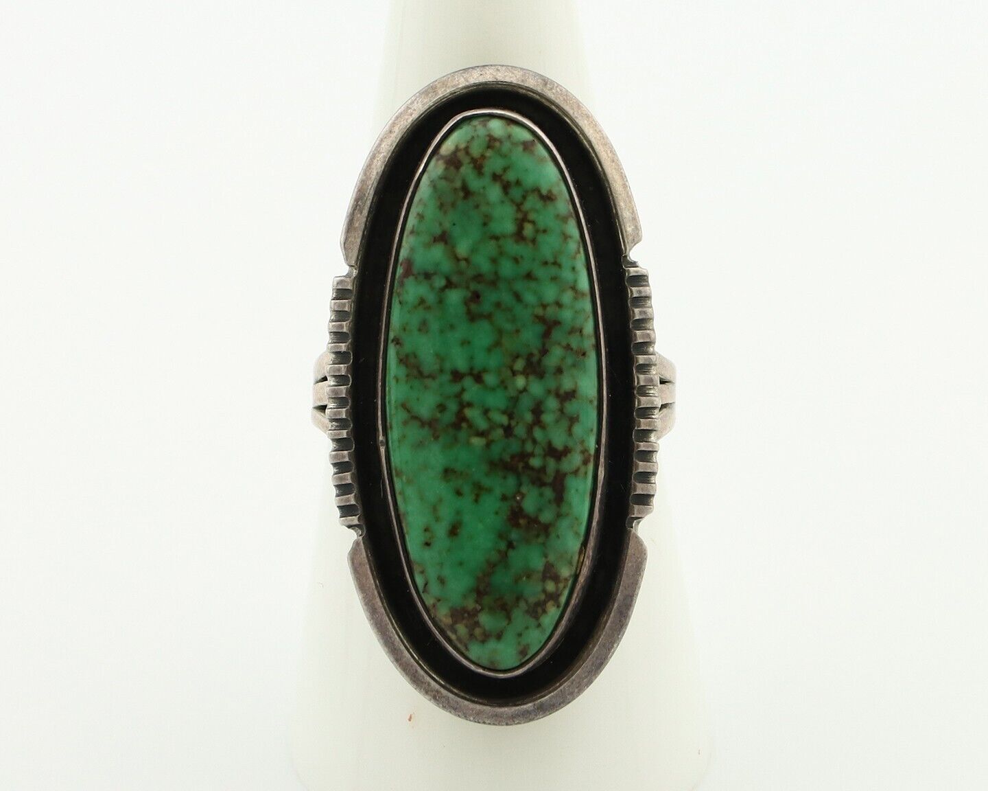 Navajo Ring 925 Silver Spiderweb Turquoise Aritst Signed William Denetdale C.80s